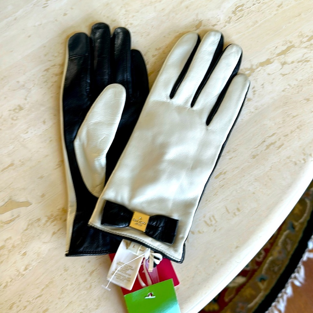 Kate Spade Lamb Leather Color Block gloves- large